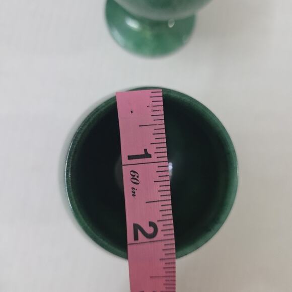 Set Of 2 Vintage Green Onyx Stone Goblet Chalice 5" Marble Cup - Picture 13 of 13